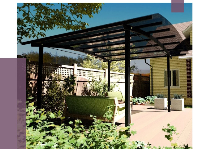 Навесы для террасы в Ачинске от 12916 руб. под ключ | ПРОЛЁТ-Чнс