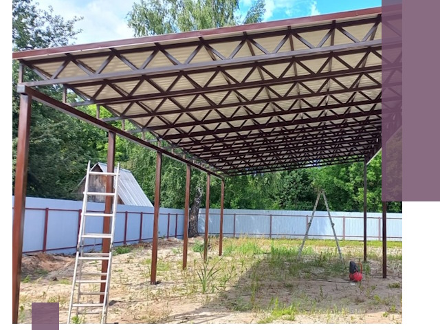 Односкатные навесы под ключ в Ачинске — изготовление и монтаж