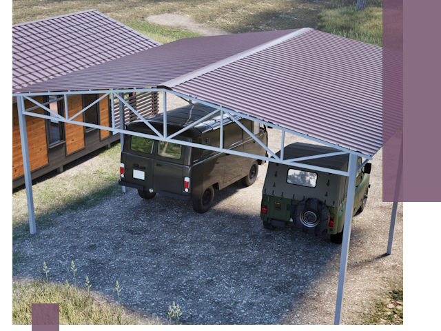 Двускатные навесы под ключ в Ачинске — изготовление и монтаж